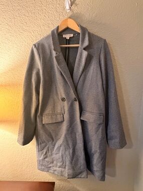 Philosophy Gray Textured Double-Breasted Trench Coat